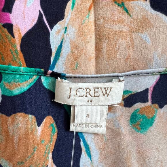 J.Crew Multicolor Floral Cap Sleeve Scoop Neck Blouse, US4 - Picture 5 of 6
